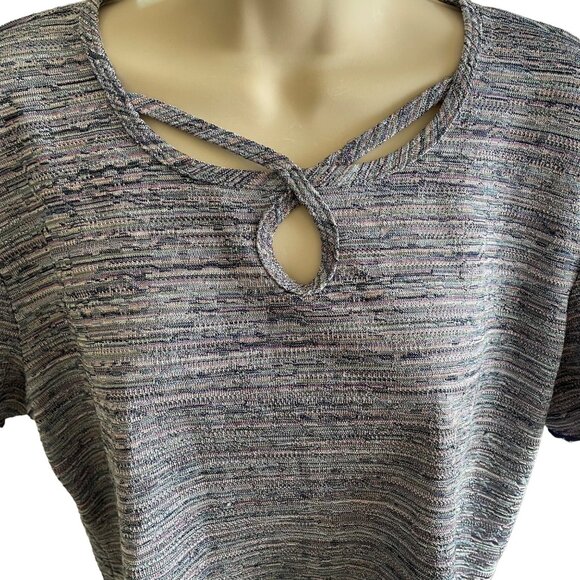 Womens Stretch Crop Top Alfred Dunner Blouse Top Size 1X Petite Blue Pink u - Picture 2 of 7